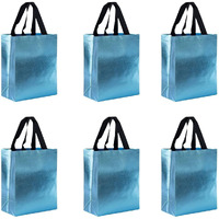 Satyam Kraft 6 Pcs Non Woven Fabric Paper Bag Goodie Bags With Handle Gift Bag, Gift Bag, Gift For Gifting, Return Gifts, Christmas, Gift, Xmas, Birthday,Wedding,Festivals(23 X 22.5)(Blue)