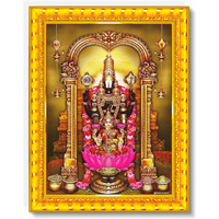Pavan Photo Laminations Tirupati Balaji Lakshmi Venkateshwara Swamy Wall Painting Framed Home Decor (Wood,Matte,Gold,Small Size,6 X 8 Inch) R445S