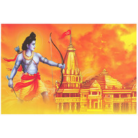Dharvika Innovations Ayodhya Ram Mandir Poster/Ram Darbar Poster Big Size For Wall Sparkle Coated Self Adhesive Waterproof Painting Vinyl Poster Without Frame (18 X 24 Inch)-20389 (18X24 Inch)