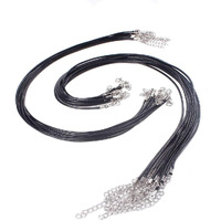 Diy Crafts Pack Of 10 Pcs, Design No # 2, Black Leather 2Mm Cord Necklace With Lobst (Pack Of 10 Pcs, Design No # 2)