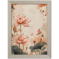 Tenorarts Lotus Photo Frame Vastu Positivity Modern Art Framed Aesthetic Wall Painting With White Wooden Texture For Living Rooms Bedroom Office - Wall Paintings/Hangings (12Inches X 9Inches)