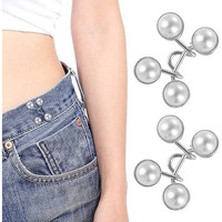 Derlina || Jeans Adjustable Button Pins Waist Buckle For Loose Jeans Pants,Pearl Detachable Instant Jeans Button Pins Waist Tightener Set (1 Pcs, Black Plat Waist Pin)