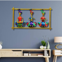 Rsn Aesthetic Metal 3 Rajasthani Musician Metal Frame Wall Dcor Entrance/Wall Hanging For Living Room, Wrought Iron Wall Art Decor Hanging For Home Decoration Living Room Bedroom Home Office Hotel (Siize-19X10.5 Inch)