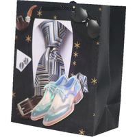 Teesta 3D Accessories Watch Gift Wrapping Tote Bags Luxurious Look Premium Bag Multi Design For Deluxe Rich Taste On Birthday Parties/Baby Shower/Schools Gifts (Black Small -Set Of 4)