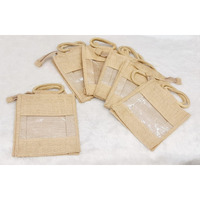 Satyam Kraft 6 Pcs Jute Bag Goodie Bags With Handle Gift Paper Bag, Carry Bags, Gift Bag, Gift For Birthday, Christmas, Marriage, Festivals, Xmas, Season's Greetings And Events (Medium)