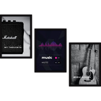 Fatmug Framed Music Posters Wall Paintings For Home And Office Decor, With Glass, A3 - Set Of 3