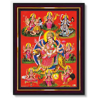 Pavan Photo Laminations Durga Maa Mata Goddess Nav Navadurga Navdurga Wall Painting Framed Home Decor (Wood,Matte,Brown,Small Size,6 X 8 Inch) B168S