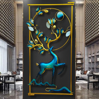 Anshika International Wall Art Deer And Butterfly Metal Frame With Led, Wall Sculpture For Living Room, Bedroom, Office Wall Hanging For Home Decorative Item-A2