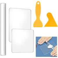 Serplex 5Pcs Craft Clay Tools Polymer Clay Diy Tool, Acrylic Clay Roller With Acrylic Sheet Backing Board Plastic Scraper Assisted Shovel Rubber Clay Tools Molds For Shaping And Sculpturing Modelling
