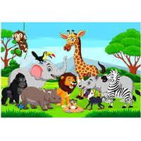 My D Square Cartoon Poster, Beautiful Animals Wall Paper For Kids School Living Room Bedroom Size 60 X 90 Cm Self Adhesive Vinyl