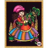 Tez Diy - Emboss Painting Kit, Khasi Lady, Medium(13X19 Inch), Design No. 68