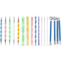 Jern Kids Crafts And Nail Art Dotting Tools Set With Mandala Dotting Stencils, Templates, Brushes And Paint Tray - 17 Pcs