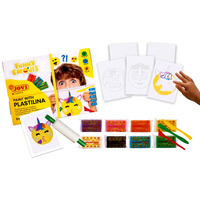 Jovi Paint With Plastilina Kit To Paint With Funny Emojis, 8 Assorted Clay Bars Each Of 50Gms White Paper Frame 3 Modelling Tools 1 Roller 3 Predesigned Templates Diy For Art & Craft Modelling Play
