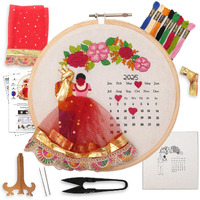 Picknmake Diy Personalized Wedding Anniversary Embroidery Kit For Beginners, Calendar Hoop Art With 3D Bride & Groom Design, Floral Motifs, And Display Stand  Perfect For Weddings & Anniversaries