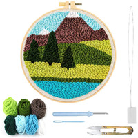 Patpat 20X20Cm Diy Tufting Art Craft Kit Cute Kuro-Mi Punch Needle Kit Embroidery Kit For Beginners Diy Hoop Embroidery Kit With Embroidery Punch Needles, Hoop, Diy Art Kit Gift For Kids Adults