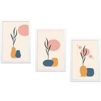 Truecanvas Abstract Hd Print Painting Set Of 3 With Frame For Home, Living Room Gallery & Office, White Frame, Size - 13.50 X 19.50 Inch, Sf381