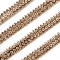 Embroiderymaterial Zari With Shiny Sequence Sitara Gota Patti Lace For Saree Border, Blouse, Dupatta Border, Lehenga, Kurti Etc (18 Meters, Rose Gold, 15Mm Wide)