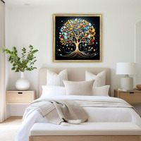 Amazon Brand - Umi Framed Colourful Tree Of Life Wall Painting For Wall Decor Floral Wall Hanging Esthetic Painting For Living Room Bedroom Housewarming Gift Office - 40X40Cm