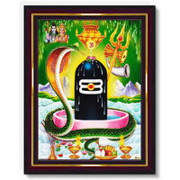 Pavan Photo Laminations Shiv Ling Shivling Sivaling Shiva Siva Linga Wall Painting Framed Home Decor (Wood,Matte,Brown,Small Size,6 X 8 Inch) B95S