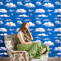 Jaamso Royals Blue Sky White Cloud Natural Self Adhesive Peel And Stick Home Decor Wallpaper (400 Cm X 45 Cm Covering 18 Sq Feet)