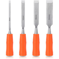 Serplex 4Pcs Woodwork Chisel Set Mortise Chisels Tools Set, Wood Chisels For Woodworking With Steel Hammer End, Wood Tools Chisel Set Woodworking With Anti-Slip Handle, 6Mm, 12Mm, 18Mm, 24Mm