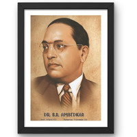 Craft Quest Uv Textured Decorative Art Print Of Indian Freedom Fighter Dr. B. R. Ambedkar With Wooden Synthetic Frame Painting Size 14 X 10 Inch,Abstract,Multicolour, Medium