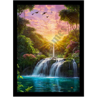 Divaframes Water Fall Painting For Vastu, Flowing Water Painting, Scenic Waterfall Poster For Home & Office Dcor (10 X 13 Inch)