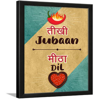 Chaka Chaundh - Restaurant Wall Decoration Items - Food Quotes Wall Decor Frames - Hindi Restaurant Wall Frames - Posters For Kitchen Decor - (14 X 11 Inches)