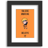 Dmcreativitycraft Chibi Naruto Poster And Quotes Anime Posters For Room Framed Painting Wall Art With Matt Finish 1 Inch Hanging Black Frame Office, Desk Decor (12 X 9 Inches)