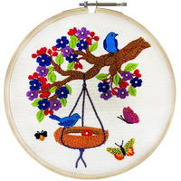 Embroiderymaterial Embroidery Kit Bird Nest Design Digital Printed & Written Instructions All Material