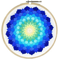 Embroiderymaterial Diy Embroidery Kit For Beginner, Adults & Kids With Blue Divine Circle Design Digital Printed Cloth/Fabric & Written Instructions All Material Included
