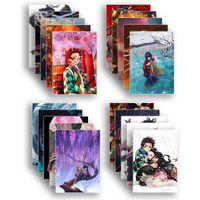 Soulabiti Demon Slayer Set Of 20 Anime Posters (Tanjiro, Giyu, Nezuko, Zenitsu, Inosuke, Shinobu, Rengoku, Daki, Akaza, & More) With Double-Sided Tape A4 Size-Multicolor, Anime Poster For Wall - Paper