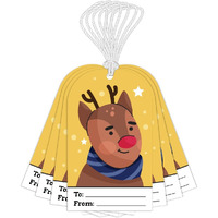 Festiko Christmas Gift Tags, Christmas Theme Gift Tags,Xmas Reindeer Gift Tags Hanging Label For Diy Christmas Gift Wrap And Label Package Pack Of 60 Pcs