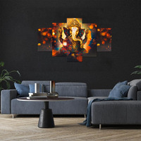 Teraniya Lord Ganesh Painting | 3D Painting For Wall Decoration | Ganesh Wall Painting For Wall Decoration | Wall Painting For Living Room | Paintings For Wall Set Of Five(75X43 Cm) G303