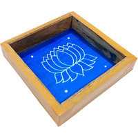Anciently Lotus Flower Rangoli Stencil Wooden, Rangoli Sacha Wooden, 1 Piece (5X5 Inches)