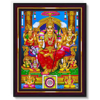 Pavan Photo Laminations Lalitha Devi For Pooja Tripura Sundari Mata Wall Painting Framed Home Decor (Wood,Matte,Brown,Small Size,6 X 8 Inch) B190S