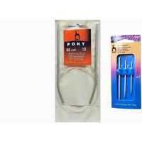 Ginroo Aluminium Wool/Tapestry Needle (Set Of 3) And Aluminium Circular Knitting Pin No.10 Combo