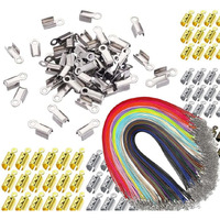 Diy Crafts 20X End Crimp 5X Necklace, Antique Silver, 5 Pcs Neclace Fold Over Crimp Cord Ends Fold Over Cord Ends Leather Ribbon Ending Clasp Tips En (20X End Crimp 5X Necklace, Antique Silver)