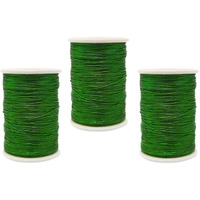 Embroiderymaterial 0.5Mm Badla Zari Metallic Threads For Craft, Embroidery And Jewellery Making (3 Roll, Emerald Green)