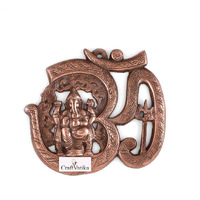 Collectible India Lord Ganesha On Om Metal Wall Hanging Sculpture God Ganesh Om Idol Home Decor Ganpati Lucky Feng Shui Decorative Wall Mask