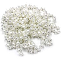Satyam Kraft 8 Mm Pearl Bead Ball Chain (10 Meter) For Ganpati Decoration Items,Diys,Jewelry,Hanging Backdrop For Home Mandir Decor,Embellishing Handbags,Wedding Craft Accessories(White)