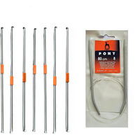 Ginroo Single Point Round Knob Aluminium Cold Headed Knitting Pins/Knitting Needles (Size No. 6 To 12) Set Of 7 And Circular Knitting Pin No.8 (80Cm)