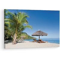 Truecanvas Maldives Beach Lounge, Wooden Framed Canvas Paintings For Living Room | Bedroom | Office | Gallery | Ready Wall Mount Canvas Wall Art Painting | Size - 12 X 18In, Ct0603