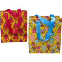 Gift Paper Bag, Sapco Combo, Perfect For Gifting, Return Gift "Desi Grove & Ice Cream Doughnut Candies"  Small Size(2 Designs X 5Pcs = Pack Of 10)
