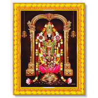 Pavan Photo Laminations Tirupati Balaji Lakshmi Venkateshwara Swamy Wall Painting Framed Home Decor (Wood,Matte,Gold,Big Size,10 X 12 Inch) R461M