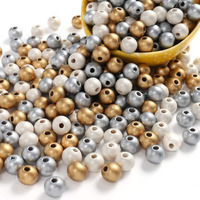 Diy Crafts 260, Mixed Unsorted Beads Color Round Beads Beads Gold, Silver, White Three Colour Round Beads Spacer For Diy Craft, Anklet Bracelet Earring Mala Jewellery Making (260)