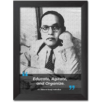Tenorarts Dr Bhimrao Ramji Ambedkar Sketch Photo Frame Motivational Quotes Laminated Poster Framed Painting With Dark Color Matt Finish Textures (12 Inches X 9 Inches)