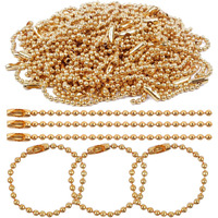 Diy Crafts Pack Of 10 Pcs, Gold Color, Golden/Silver Color Ball Chains, Long Bead Connector Clasp Tag Keychain Key Rings, Dia(Pack Of 10 Pcs, Gold Color)
