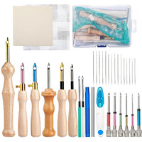 Hasthip 35Pcs Embroidery Punch Needle Kit, Punch Needle Tool Punch Needle Embroidery Kits Include Wooden Handle Embroidery Pen Set, Big Eye Needles With Punch Needle Cloth For Adults Beginner