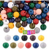 Diy Crafts 130, Round Natural Wood Beads Mixed Color Large Hole Wooden Spacer Beads For Diy Craft Jewelry Bracelet Home Decor(130)